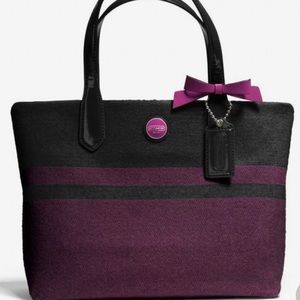 VINTAGE COACH Plum & Gray Wool Handbag RARE